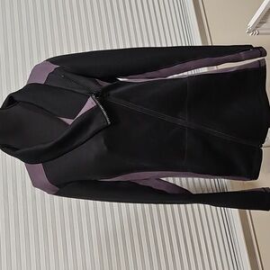 CAbi Black and Gray Asymmetric Exercise Jacket, Stretch